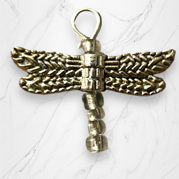 Hand Crafted Earrings Firefly Dangle Silver Pierced Long Wings - Picture 4 of 5